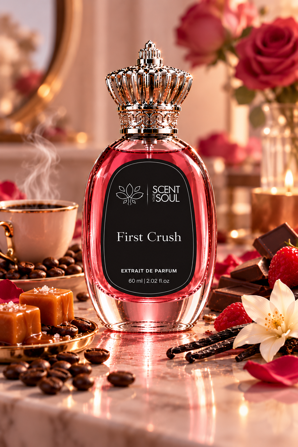 First Crush Perfume – Sweet Coffee, Chocolate, Caramel & Vanilla Gourmand Fragrance | Scent Your Soul