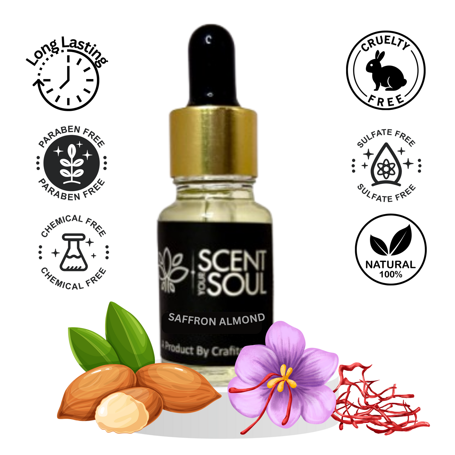 100% Pure & Natural Saffron Almond Essential Oil by Scent Your Soul