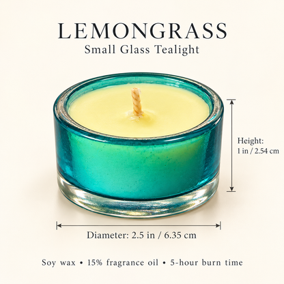 Lemongrass Soy Wax Candles – Premium Glass Tealight Gift Set of 8 | Scent Your Soul