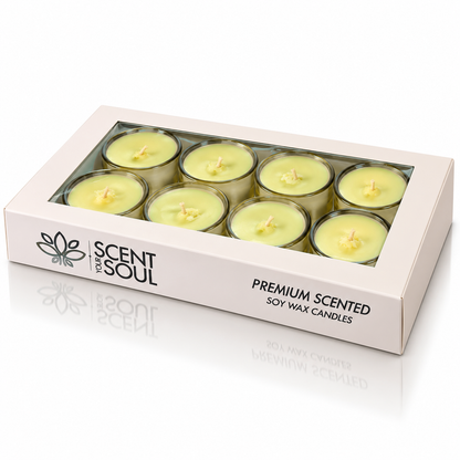 Jasmine Scented Soy Wax Tealight Candles – 15% Fragrance Oil, Premium Glass Jar & Gift Packaging | Scent Your Soul