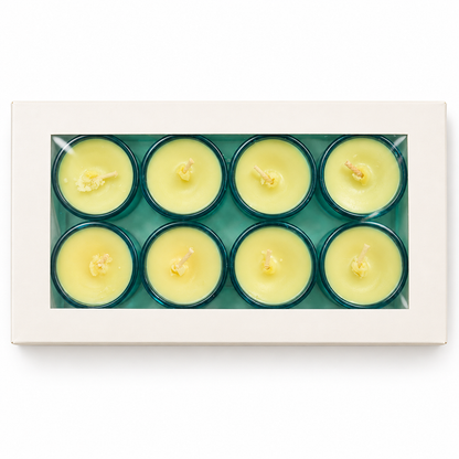 Lemongrass Soy Wax Candles – Premium Glass Tealight Gift Set of 8 | Scent Your Soul